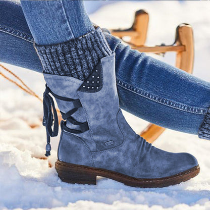 Damen Winterstiefel Halbhohe Schneestiefel