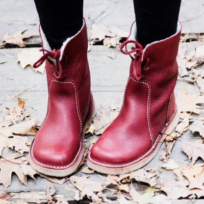 Damen Schneestiefel Damen Winter Pelz Plüsch Schnürstiefel