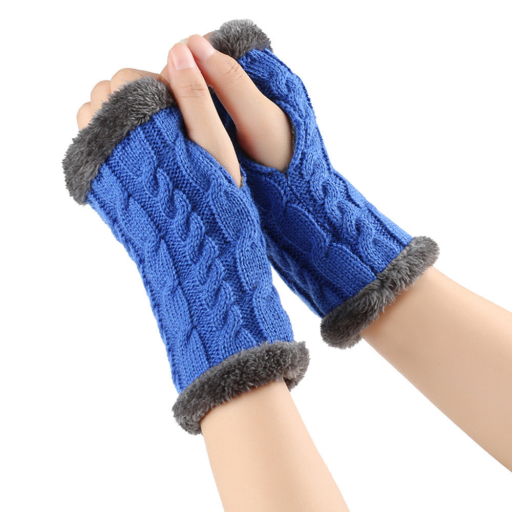 Winter Plüsch Handschuhe Twist Gestrickte Fingerlose Fleece Handschuhe Frauen Warme Verdickte Wollhandschuhe