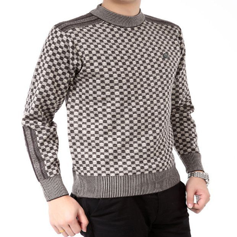 Herren Pullover mit Karomuster – Lockerer Jacquard-Strick aus Baumwollmischung