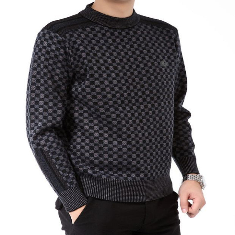 Herren Pullover mit Karomuster – Lockerer Jacquard-Strick aus Baumwollmischung