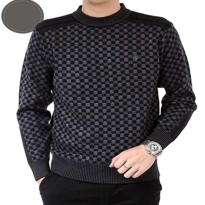 Herren Pullover mit Karomuster – Lockerer Jacquard-Strick aus Baumwollmischung