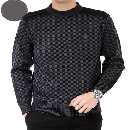 Herren Pullover mit Karomuster – Lockerer Jacquard-Strick aus Baumwollmischung