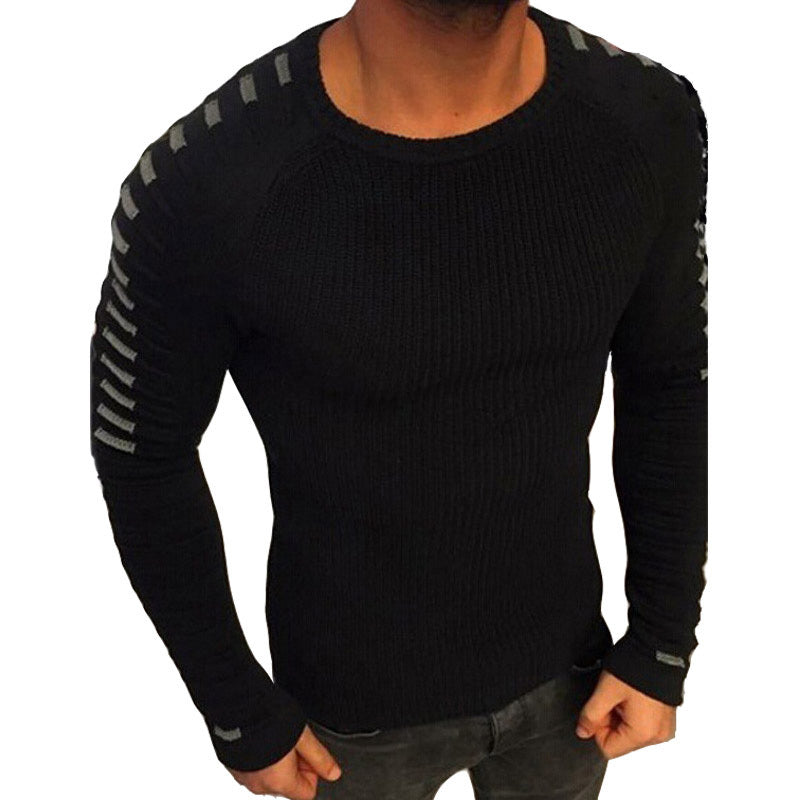 Herren Rundhals-Strickshirt – Slim Fit mit Farbkontrast