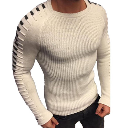 Herren Rundhals-Strickshirt – Slim Fit mit Farbkontrast