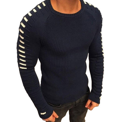 Herren Rundhals-Strickshirt – Slim Fit mit Farbkontrast