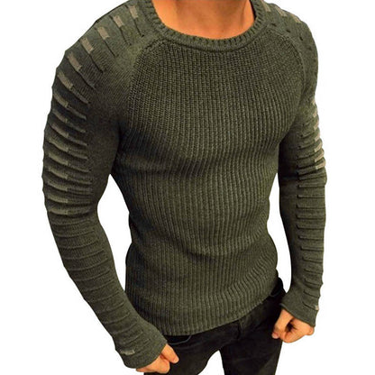 Herren Rundhals-Strickshirt – Slim Fit mit Farbkontrast
