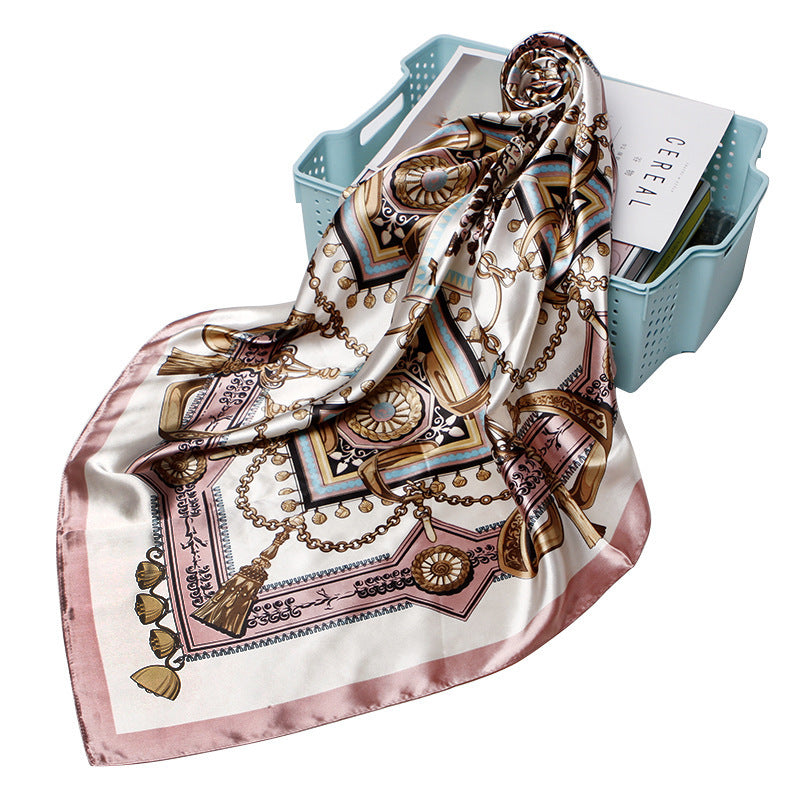 Damenmode Bandana-Schal, bedruckt, Seidensatin, Haarschal, Bandana, 90,90 cm, quadratischer Schal, Stirnband, Damenschal