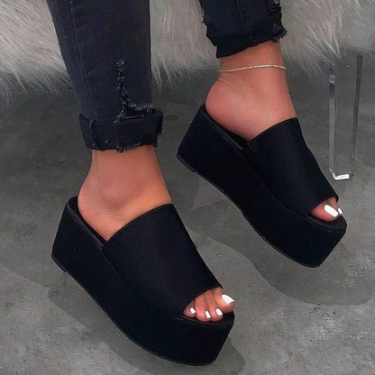 Sommer Plateausandalen Leopardenmuster Damen Sandale Flache Schuhe Casual Damen Peep Toe Schwarze Plateausandalen