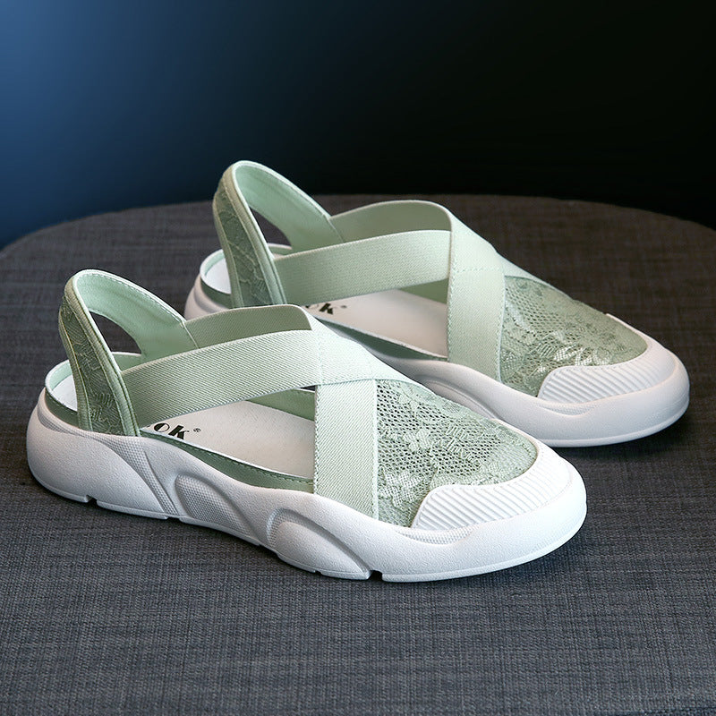 Fisherman Sandal Damen Sommer Muffin Plateau Atmungsaktiv Lässig Flach Fischerschuh Damen