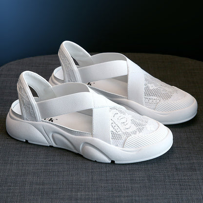 Fisherman Sandal Damen Sommer Muffin Plateau Atmungsaktiv Lässig Flach Fischerschuh Damen