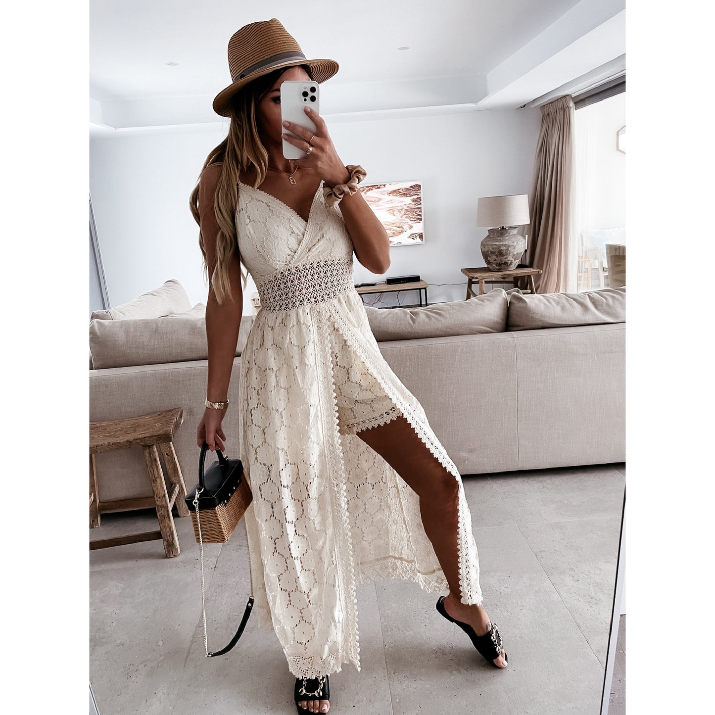 Lässiger Jumpsuit mit Sling-Nähten und hohlem Jumpsuit