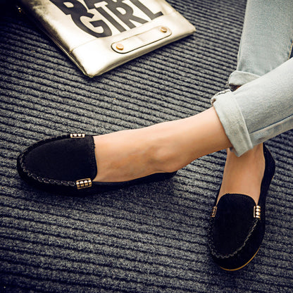 Flache Pumps mit flachem Absatz, einzelne Schuhe, flache Damenschuhe, Studenten-Erbsenschuhe