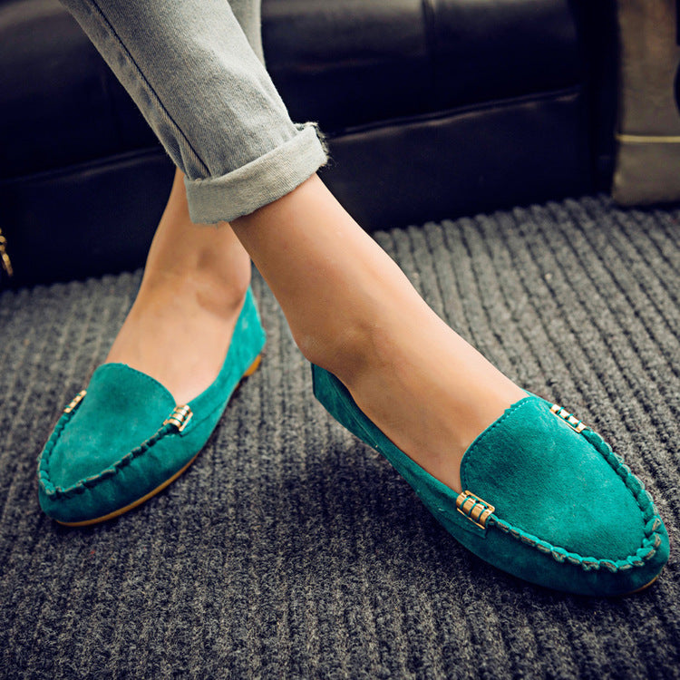 Flache Pumps mit flachem Absatz, einzelne Schuhe, flache Damenschuhe, Studenten-Erbsenschuhe