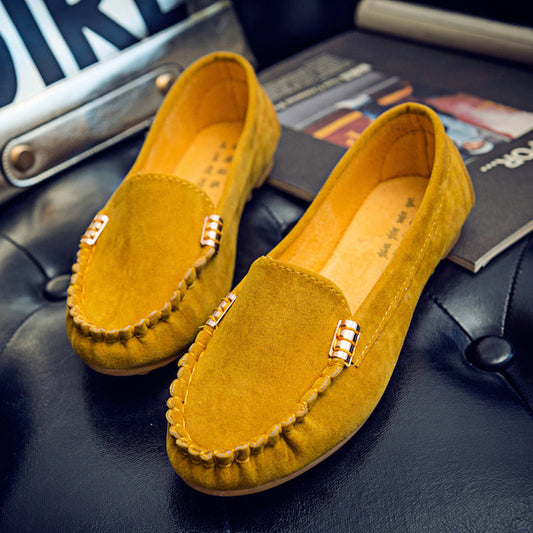 Flache Pumps mit flachem Absatz, einzelne Schuhe, flache Damenschuhe, Studenten-Erbsenschuhe