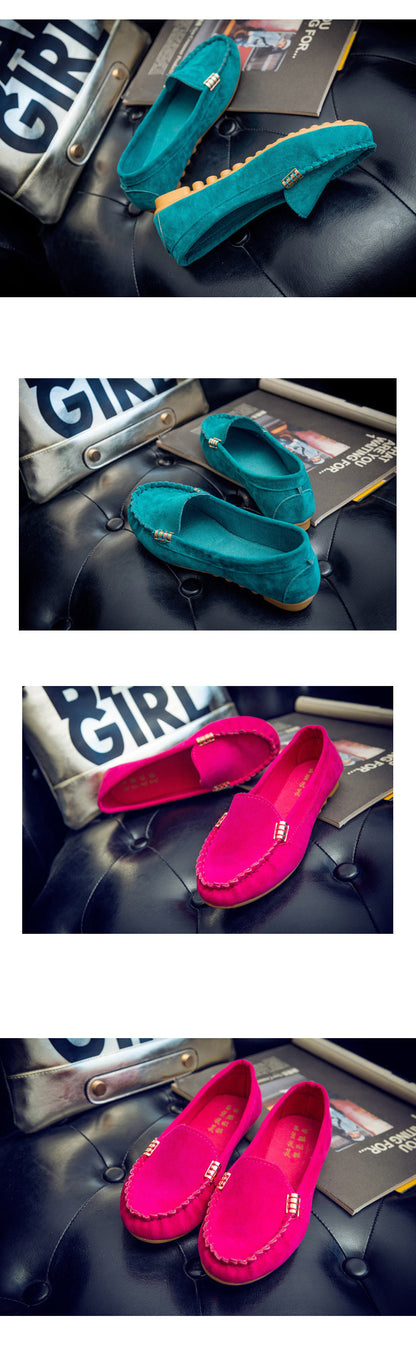 Flache Pumps mit flachem Absatz, einzelne Schuhe, flache Damenschuhe, Studenten-Erbsenschuhe