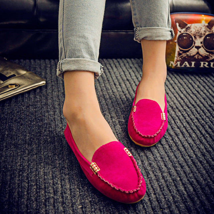 Flache Pumps mit flachem Absatz, einzelne Schuhe, flache Damenschuhe, Studenten-Erbsenschuhe