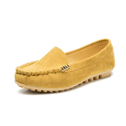 Flache Pumps mit flachem Absatz, einzelne Schuhe, flache Damenschuhe, Studenten-Erbsenschuhe