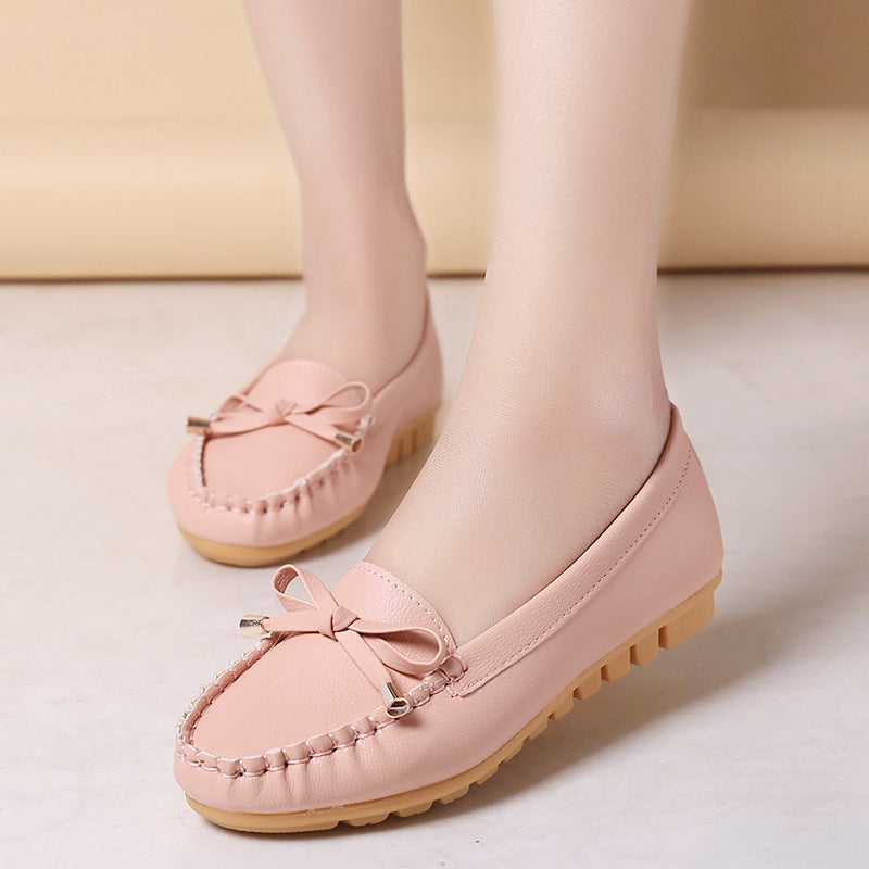Flache Pumps mit flachem Absatz, einzelne Schuhe, flache Damenschuhe, Studenten-Erbsenschuhe