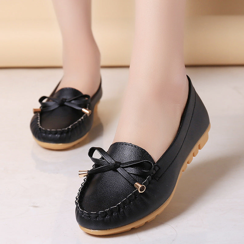 Flache Pumps mit flachem Absatz, einzelne Schuhe, flache Damenschuhe, Studenten-Erbsenschuhe