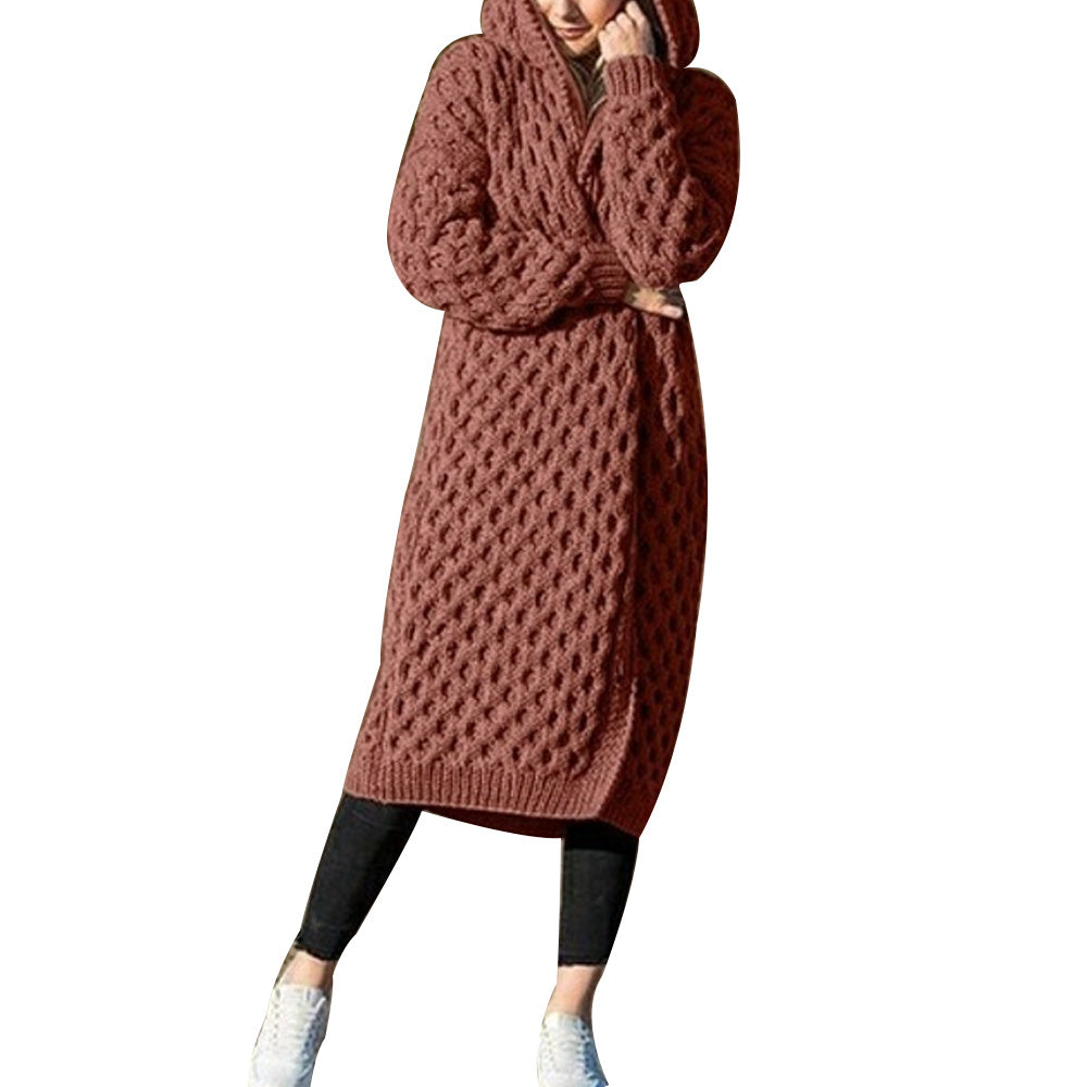 Dicke, warme Strickjacke mit Kapuze für den Winter für Damen