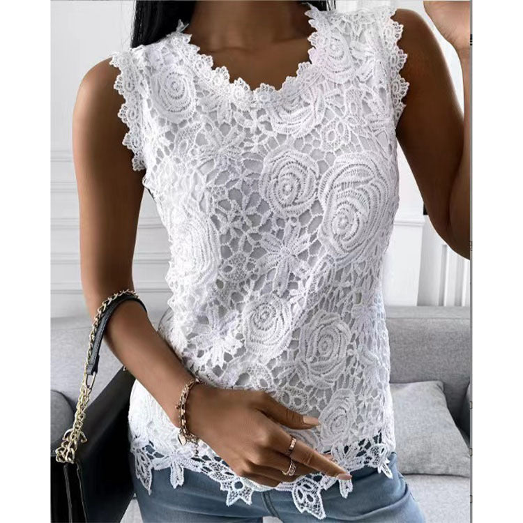 Blumen Spitzenweste für Damen Tops S-5XL