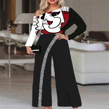 Modischer Jumpsuit mit weitem Bein und langen Ärmeln