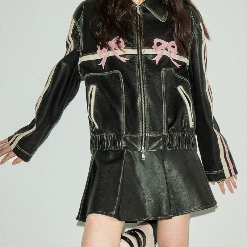 Bow Biker Lederjacke Damen