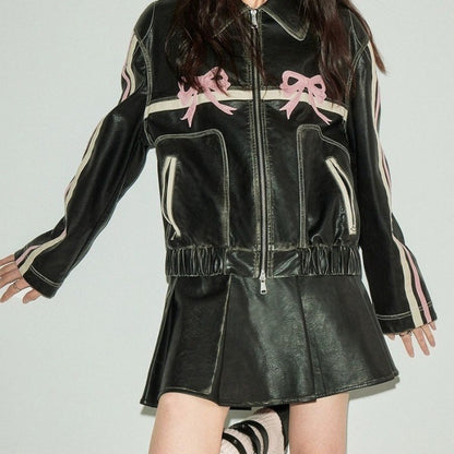Bow Biker Lederjacke Damen