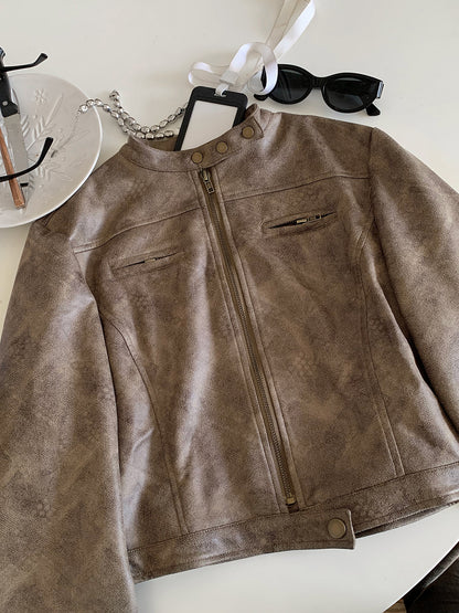 Kurze Biker-Lederjacke Damen