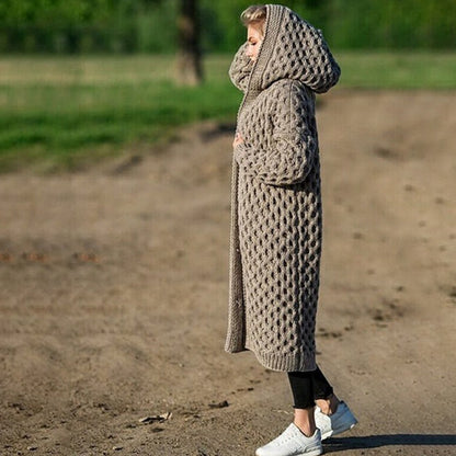 Dicke, warme Strickjacke mit Kapuze für den Winter für Damen