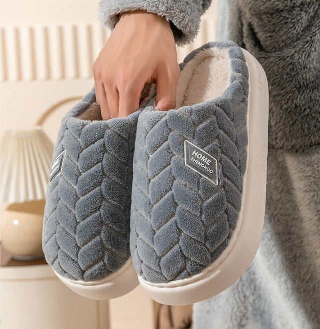 Neue rutschfeste Plüsch-Hausschuhe mit dicken Sohlen für Paare, warme Winter-Hausschuhe für Zuhause, Innen-Fleece-Schuhe für Damen und Herren
