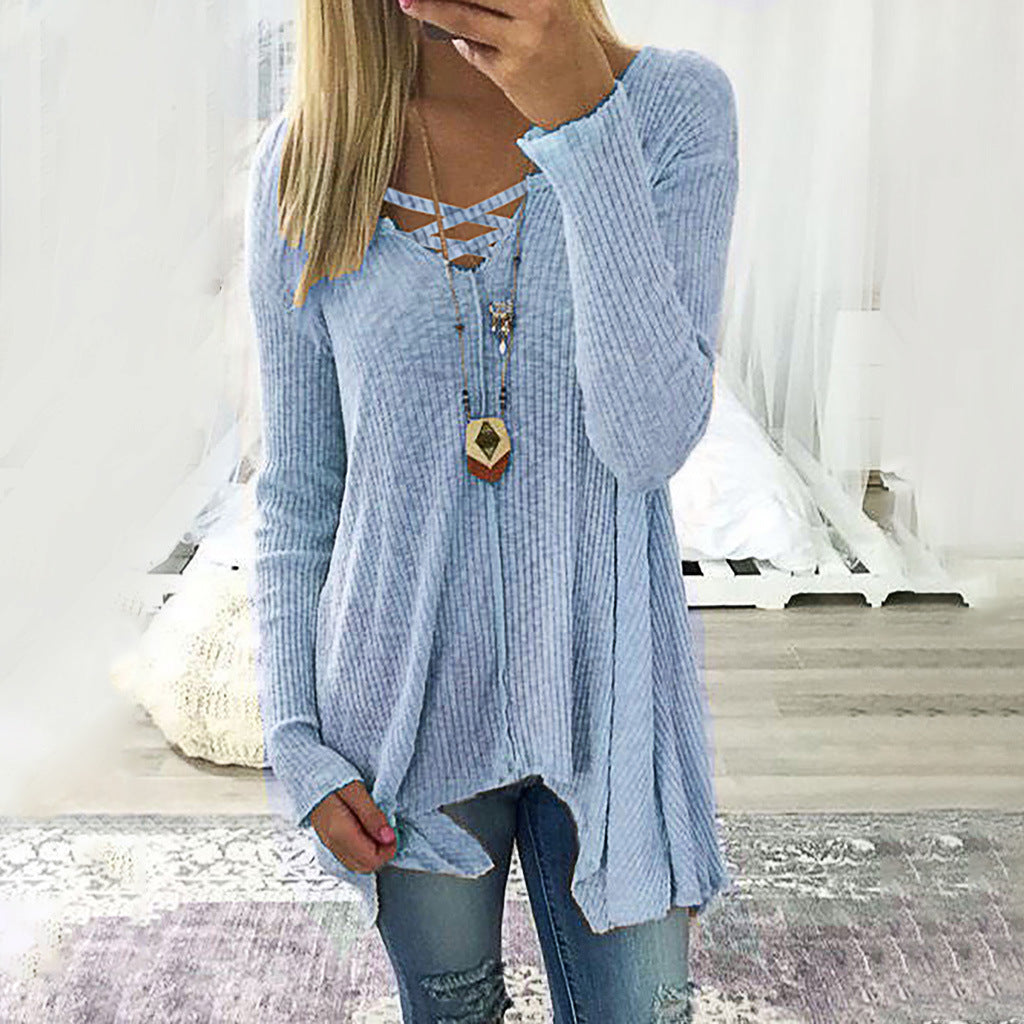 V-Ausschnitt unregelmäßige Bluse für Damen