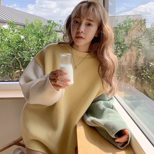 Kontrast-Strickpullover Lazy Sweater