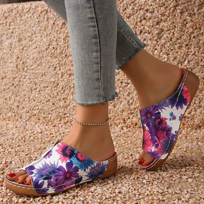 Peep Toe Wedge Fashion Einfache Slip-on Fashion Sandaletten Hausschuhe