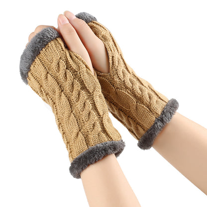 Winter Plüsch Handschuhe Twist Gestrickte Fingerlose Fleece Handschuhe Frauen Warme Verdickte Wollhandschuhe