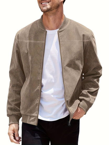 Herren Freizeitjacke aus Wildlederimitat – Große Größen mit Reißverschluss