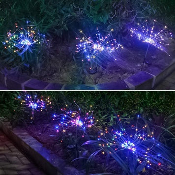 Neue Erdungsstecker Solar Feuerwerk Licht LED Lichterkette Kupferdraht Outdoor Garten Dekoration Sterne Lichter Weihnachtsbeleuchtung