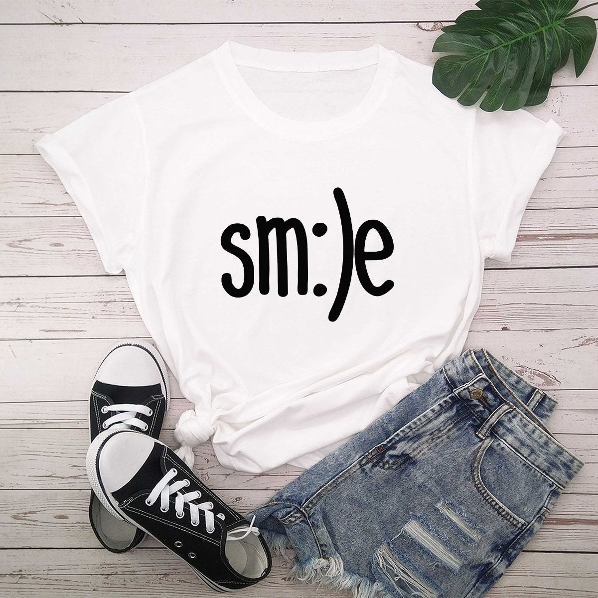 S-5XL Plus Size T-Shirt Damen Neues Smile Letter Printed Shirt O-Ausschnitt Kurzarm T-Shirts Sommer Top 100% Baumwolle Damen T-Shirts