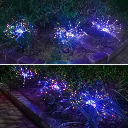 Neue Erdungsstecker Solar Feuerwerk Licht LED Lichterkette Kupferdraht Outdoor Garten Dekoration Sterne Lichter Weihnachtsbeleuchtung