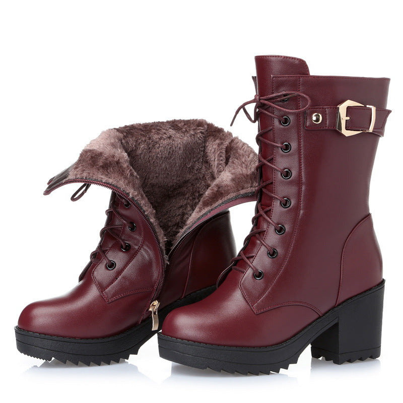 Leder Martin Stiefel Damen Baumwollstiefel