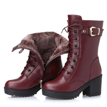 Leder Martin Stiefel Damen Baumwollstiefel