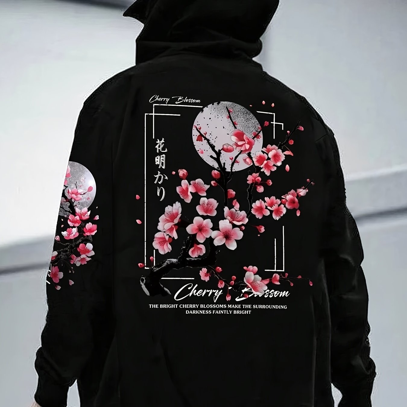 Herren Hoodie mit Kirschblüten-Innenfutter – Leichter Kapuzenpullover