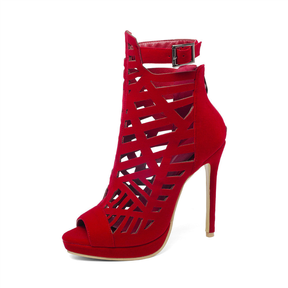 Wildleder-Stilettos mit Fischmaul