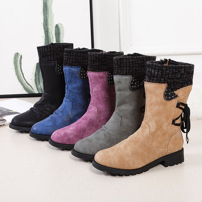 Damen Winterstiefel Halbhohe Schneestiefel