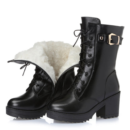 Leder Martin Stiefel Damen Baumwollstiefel
