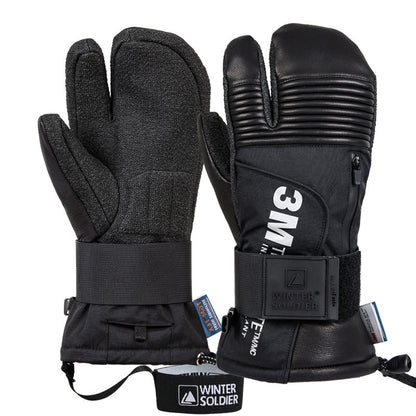 Ski-Handschuhe aus Ziegenleder mit Kevlar und Drei-Finger-Design
