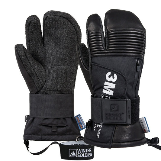 Ski-Handschuhe aus Ziegenleder mit Kevlar und Drei-Finger-Design
