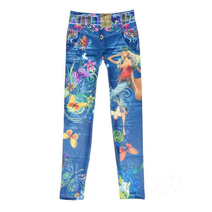 Leggings mit Denim-Print
