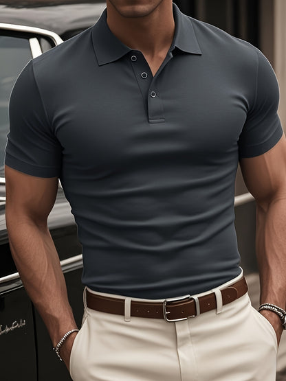 Herren Leinenhemd Kurzarm – Einfarbig, Knopfleiste, Japanischer Retro-Stil